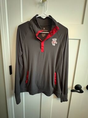 Colosseum Wisconsin Badgers Women’s Gray Snap-Neck Pullover Top - Size L